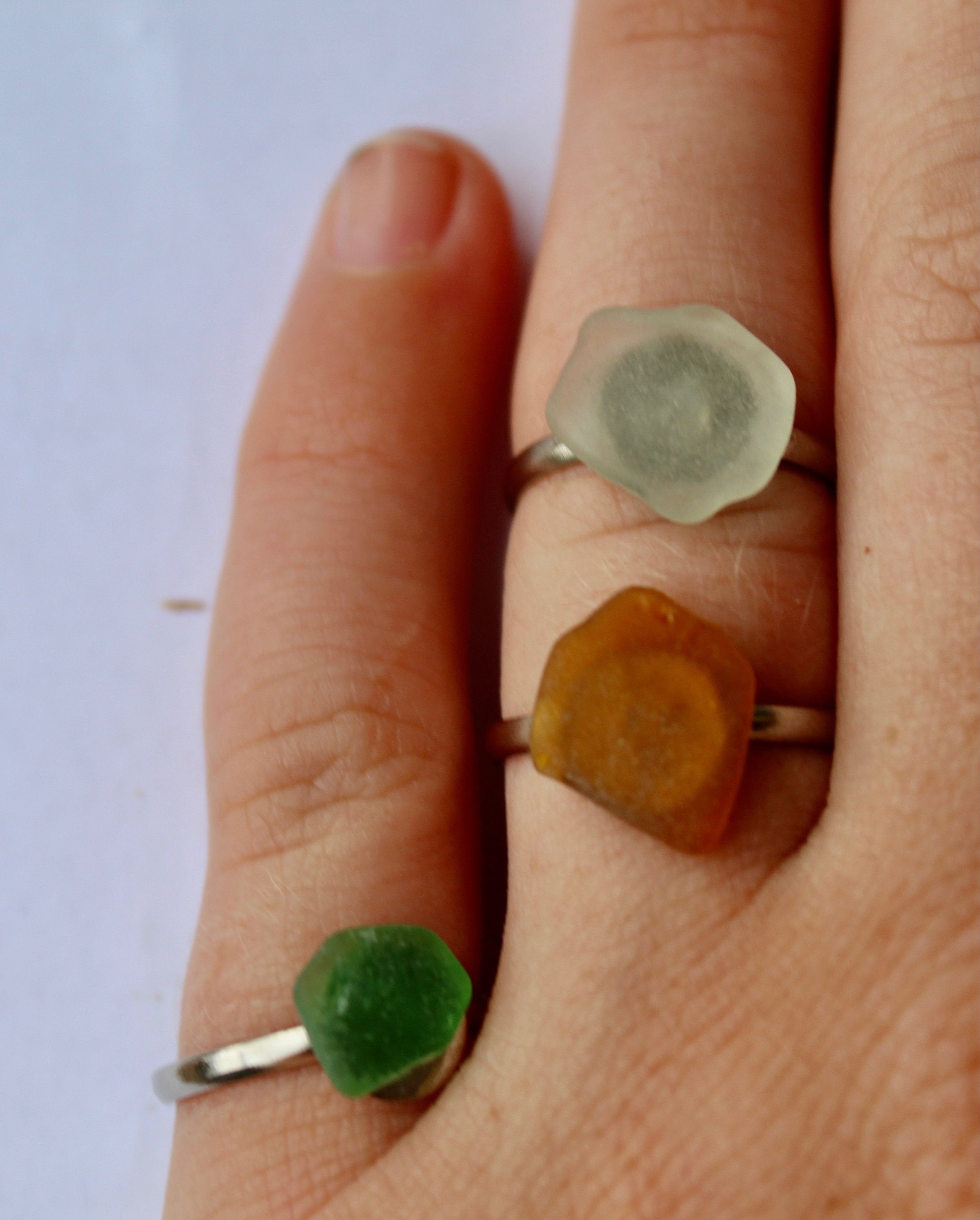 Adjustable Handmade Sea Glass Ring Etsy