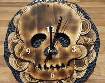 Skull Wooden Clock, Day of the Dead