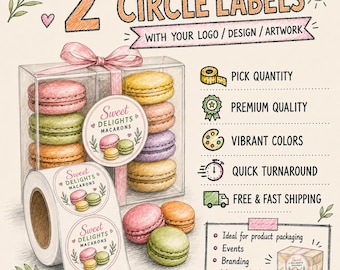 Custom 2-Inch Circle Roll Labels, Personalized Logo Stickers for Product and Business Packaging