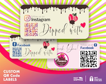 Custom QR Code Social Media Stickers: Follow Us Labels (2x1 inches)