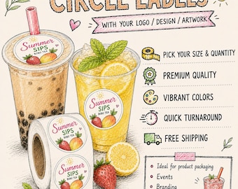 Custom Circle Labels | Waterproof Logo Stickers for Business Packaging