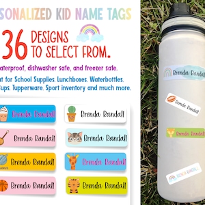 School Supply Stickers, Personalized Name Labels, Daycare Labels, Kid Name Bottle Labels, Waterproof Dishwasher Safe, Cute Kids Name Sticker