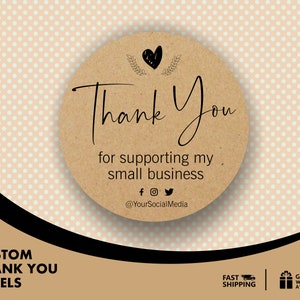 Craft Paper Thank You Stickers: Small Business Social Media Labels