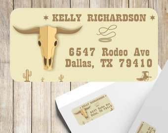 2x1" return address labels, mailing address label, address stickers, cowboy address labels, personalized stickers, country mailing labels.