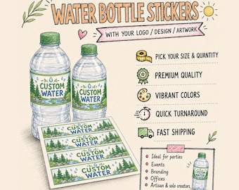 Personalized Water Bottle Labels, Custom Waterproof Bottle Stickers for Baby Showers, Weddings, Birthdays & Events