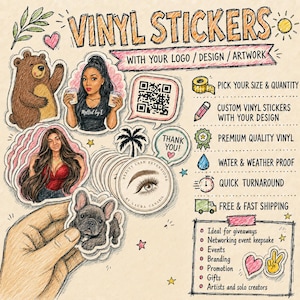 Custom Logo Die Cut Stickers, Waterproof Vinyl Labels, QR Code