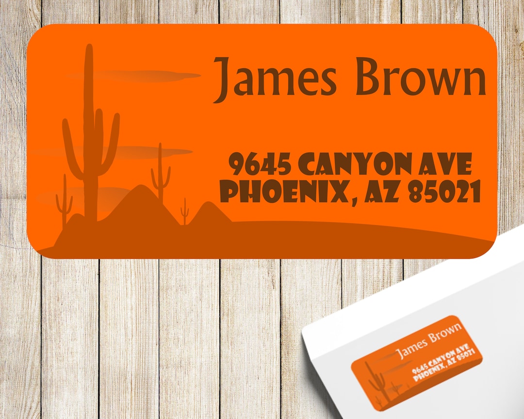 2x1 Arizona Themed Return Address Labels, Desert Address Label, Saguaro