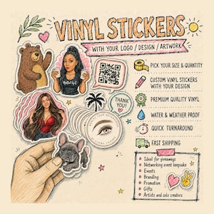 Custom Logo Die Cut Stickers, Waterproof Vinyl Labels, QR Code