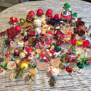 Vintage Christmas  Decorations Ornament Mystery Box Figurines Craft Post Modern Mid Century Grab Bag