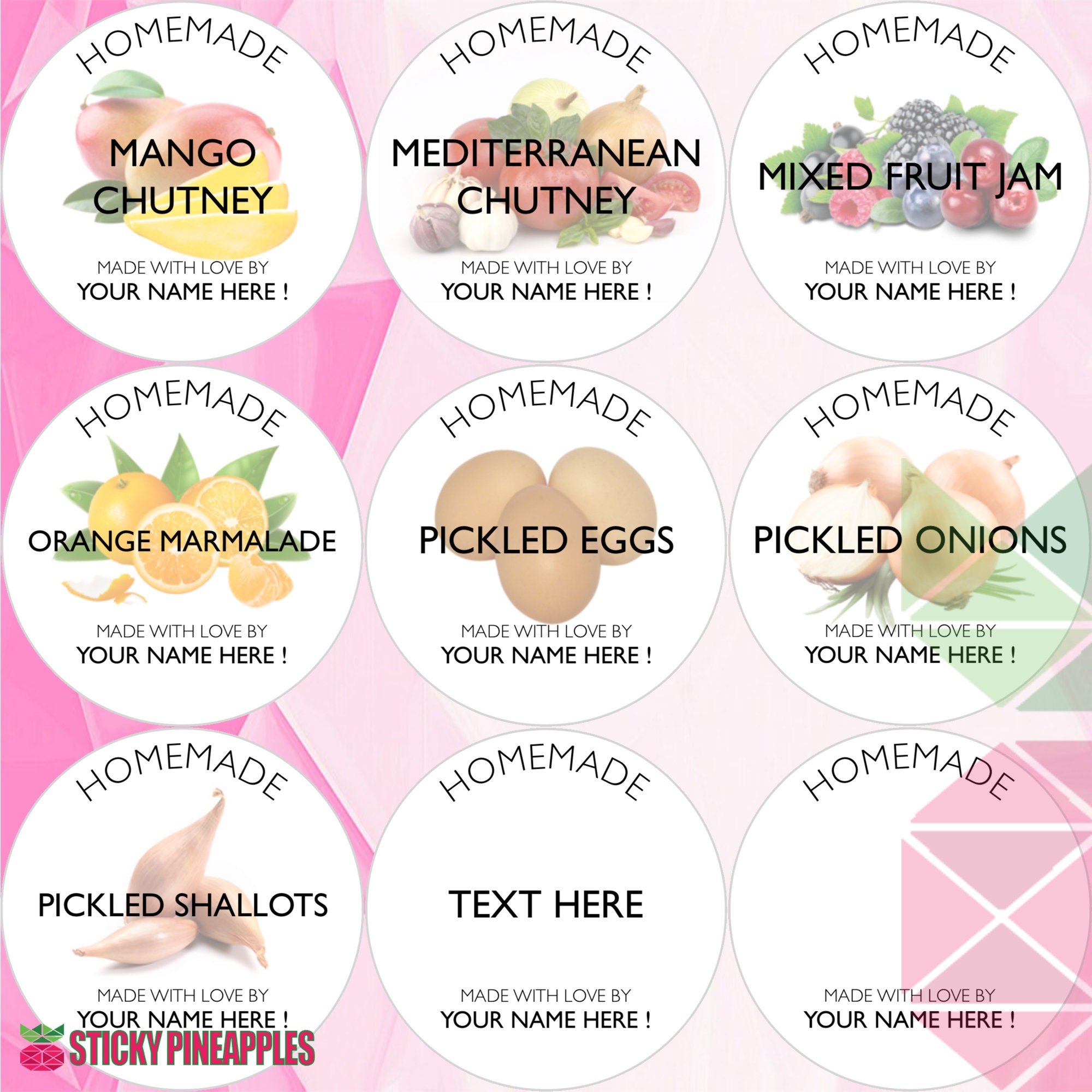 48x Personalised Jam Chutney Honey Pot Lid Jar Labels Stickers | Etsy