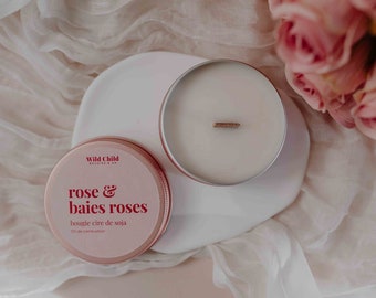 Rose & Pink Berries - Mini Valentine's Day candle, artisanal soy wax candle and CMR-free fragrance, 12h