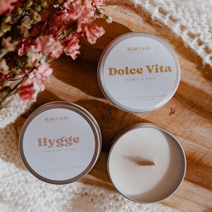 Mini scented candle in aluminum container, several scents to choose from, 100% natural wax, Vegan and cruelty-free, CMR-free scents. image 1