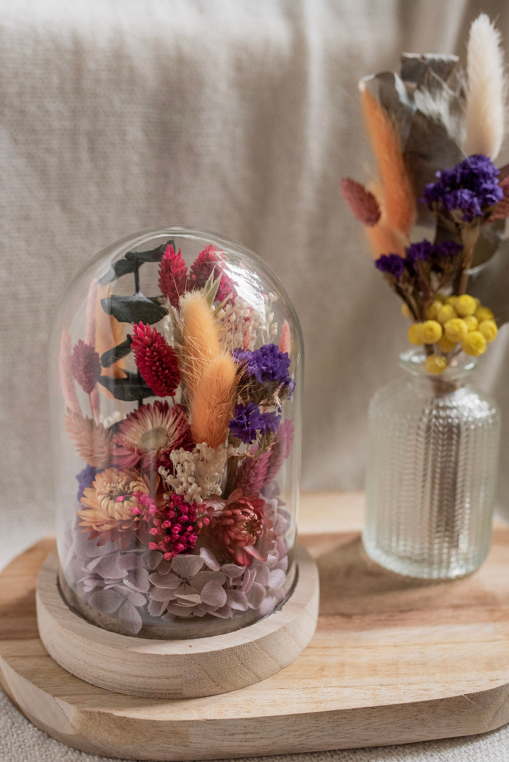 Cloche Fleurie/Fleurs Séchées/Dôme Fleuri/Boho/Modèle Unique