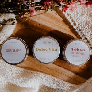 Mini scented candle in aluminum container, several scents to choose from, 100% natural wax, Vegan and cruelty-free, CMR-free scents. image 2