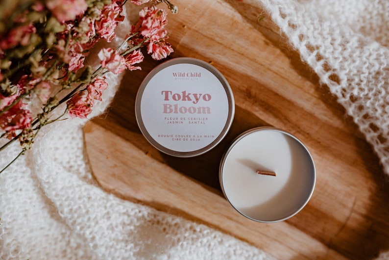 Mini scented candle in aluminum container, several scents to choose from, 100% natural wax, Vegan and cruelty-free, CMR-free scents. image 3