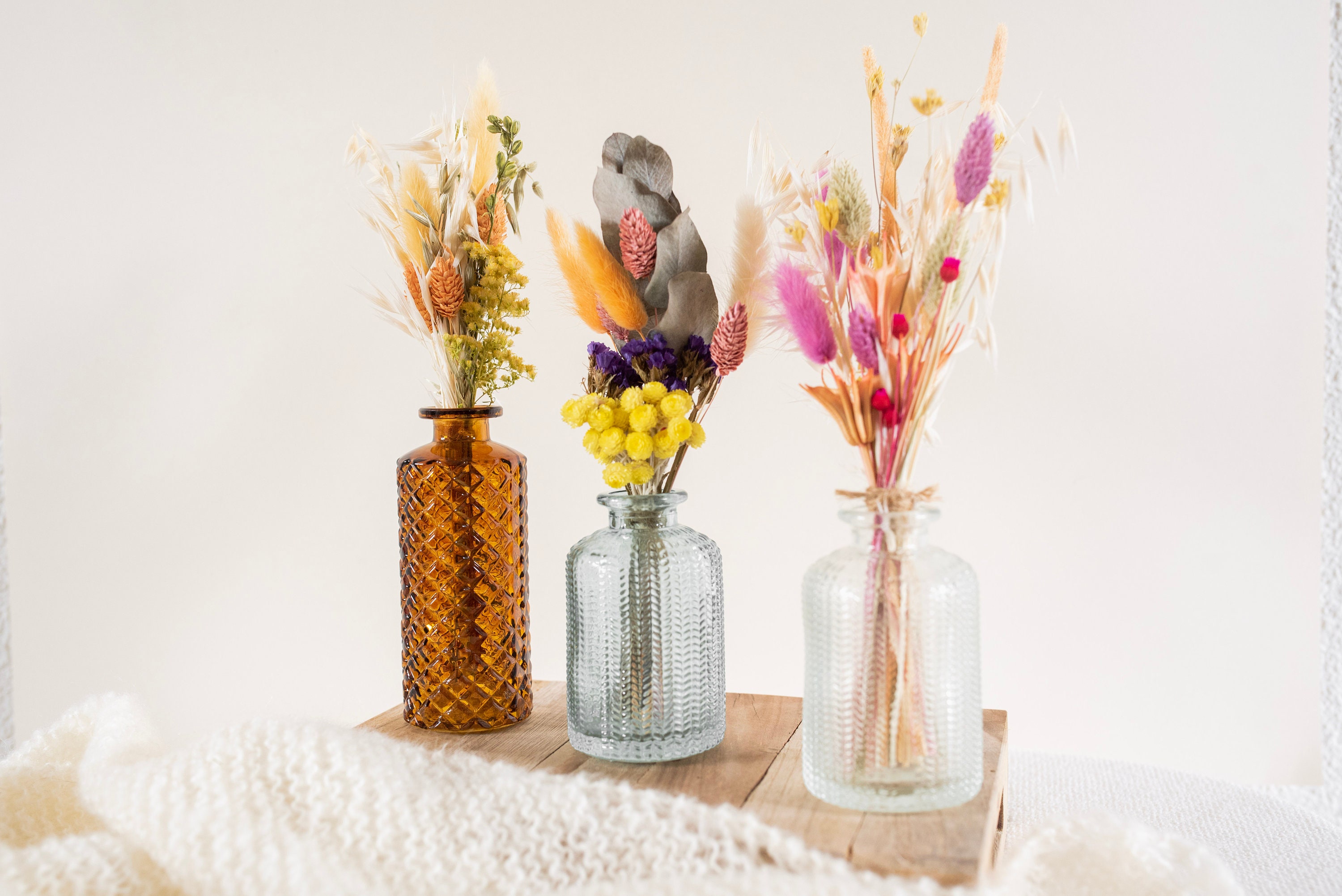 Lot de 3 Mini Bouquets/Les Colors Bouquet Fleurs Séchées Déco Bohème