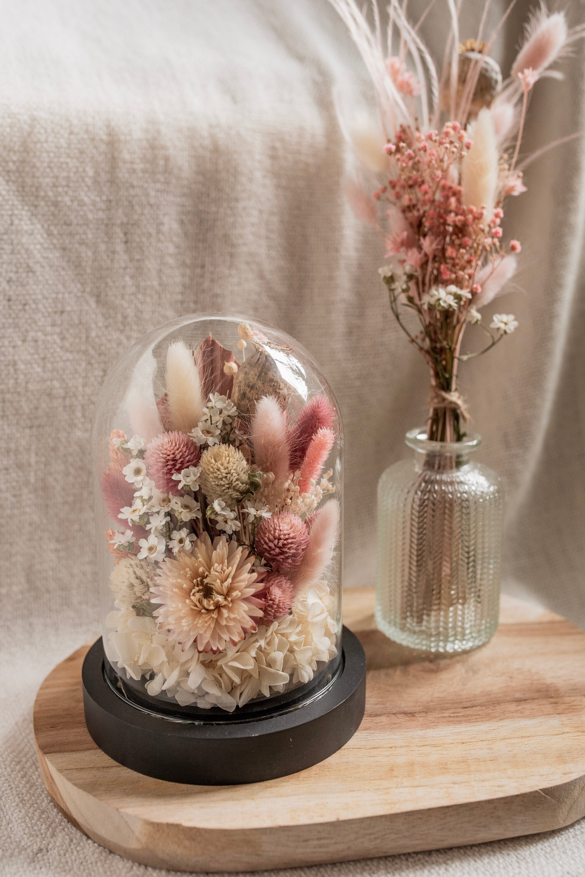 Cloche Fleurie/Fleurs Séchées/Dôme Fleuri/Boho/Modèle Unique