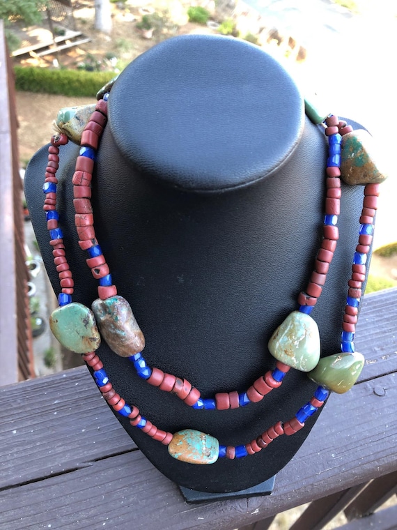 Authentic Native American Bead and Turquoise Neck… - image 1