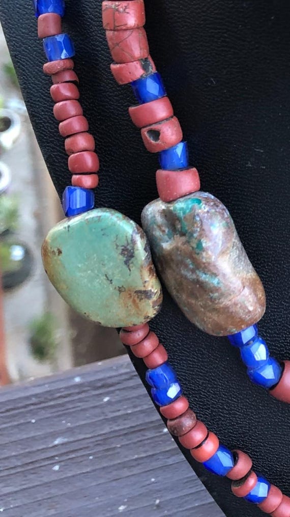 Authentic Native American Bead and Turquoise Neck… - image 3