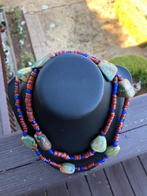 Authentic Native American Bead and Turquoise Neck… - image 2