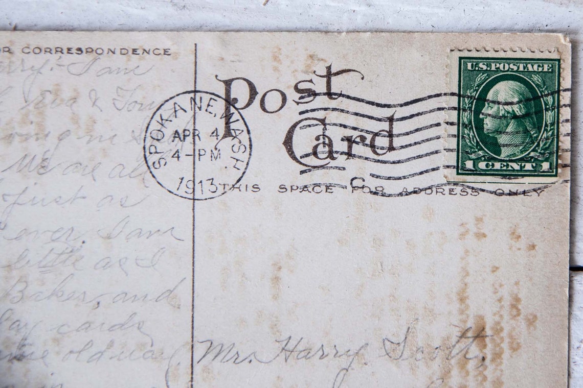 Washington One Cent Stamp on Postcard Etsy