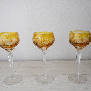 Vintage Gold Crystal Wine Goblets a set of three