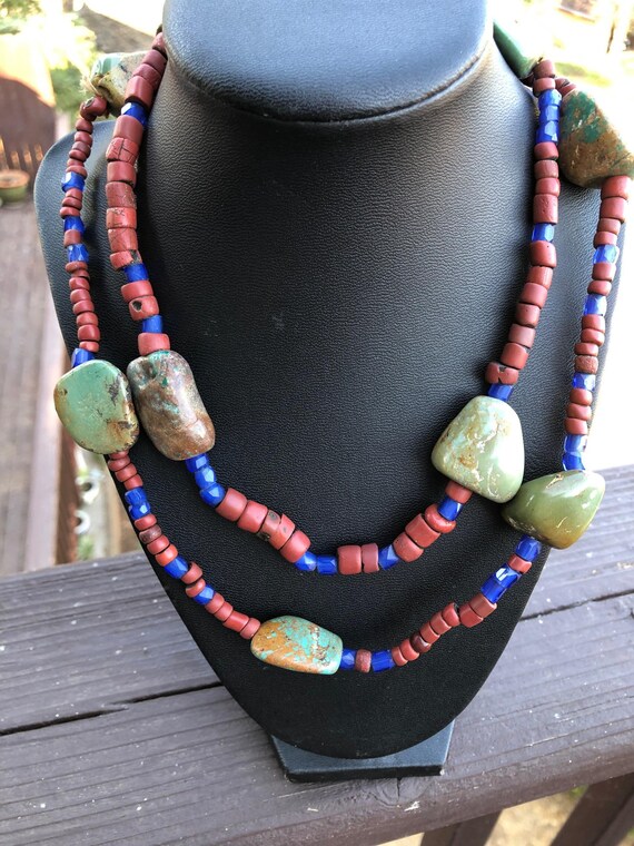 Authentic Native American Bead and Turquoise Neck… - image 4