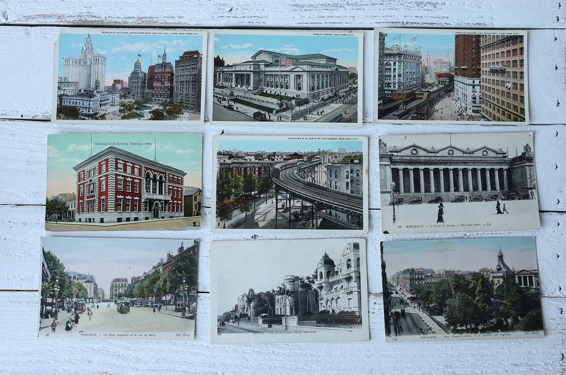 Vintage travel stamps for postcards with europe countries architecture By  Tartila