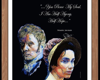 Jane Austen Persuasion Print, Anne Elliot & Captain Wentworth Portrait (Digital Download)