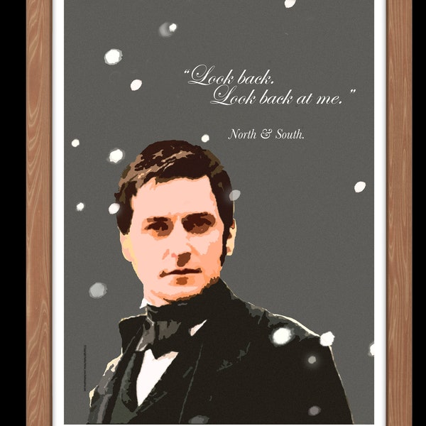Look Back At Me, North and South, Mr Thornton, Printable Art, Wall Decor, Romantic book lover Gift, Mr Thornton quote, Downloadable Print,