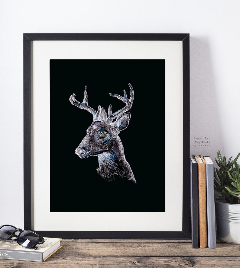 Animals, Printable Art, Deer Head, Wall Decor, Large Wall Art, Bedroom Prints, Stag, Antlers