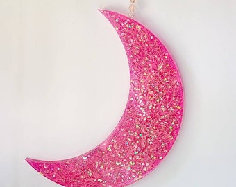 Cresent Moon Wall Hanging, Boho Wall Decor, Moon Decoration, Moon Phase Decor