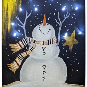 Starlit Snowman (with led lights) PAINTING KIT with Online Tutorial