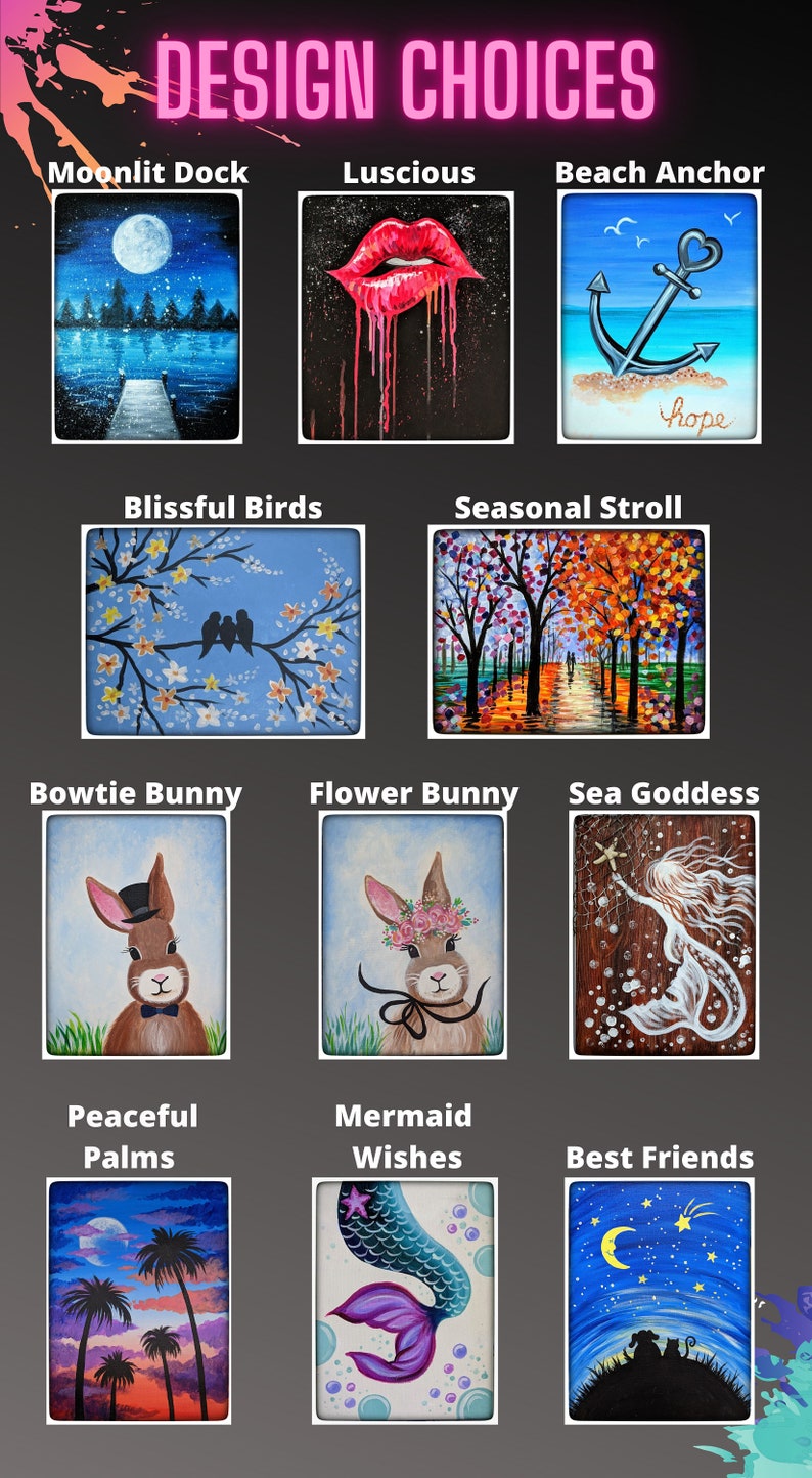 DIY Sip and Paint Party Kits Complete With ALL Supplies Etsy