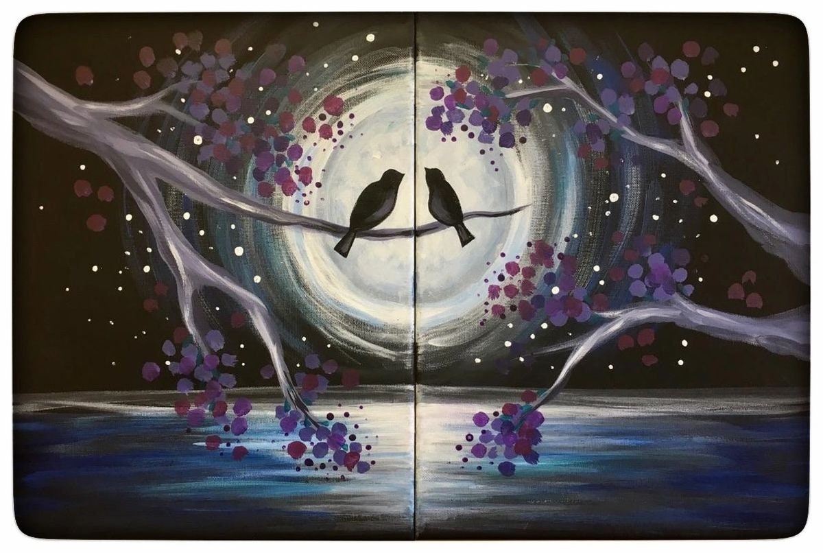 Love Birds COUPLES DATE NIGHT Paint and Sip Acrylic Kit With