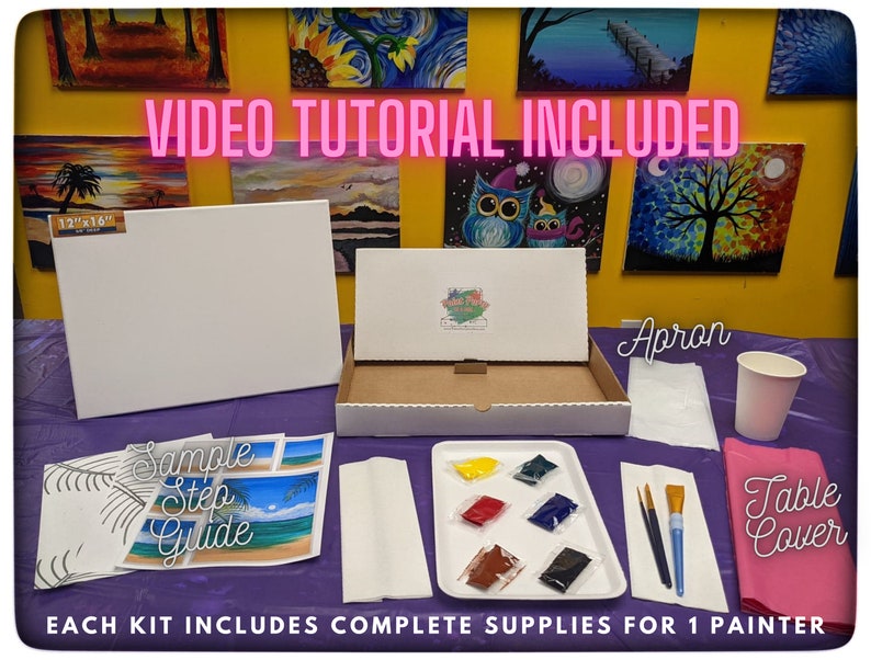 Paint Party In A Box! Complete with ALL supplies- EASEL included! Free shipping image 4