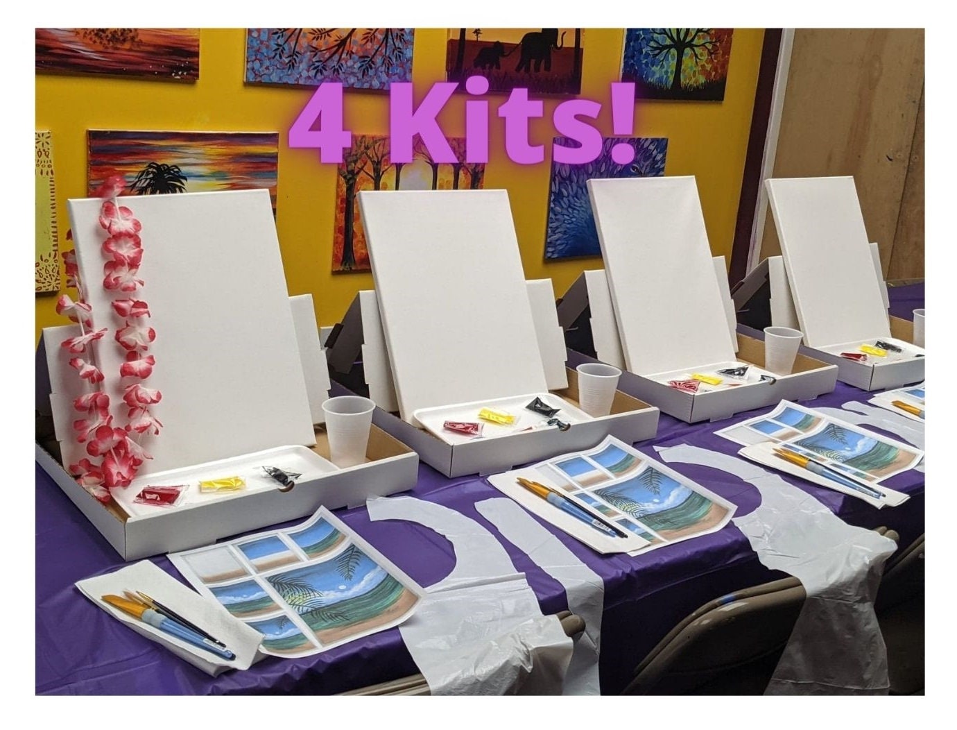 Set of 25 Paint Kits, Bulk Pre-Drawn Canvas, Canvas Paint Party, Kids Art  Party