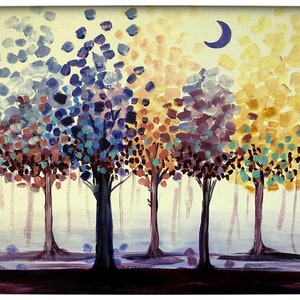 Mother&#39;s Day gift! Twilight Trees At Dusk PAINTING KIT with Online Tutorial
