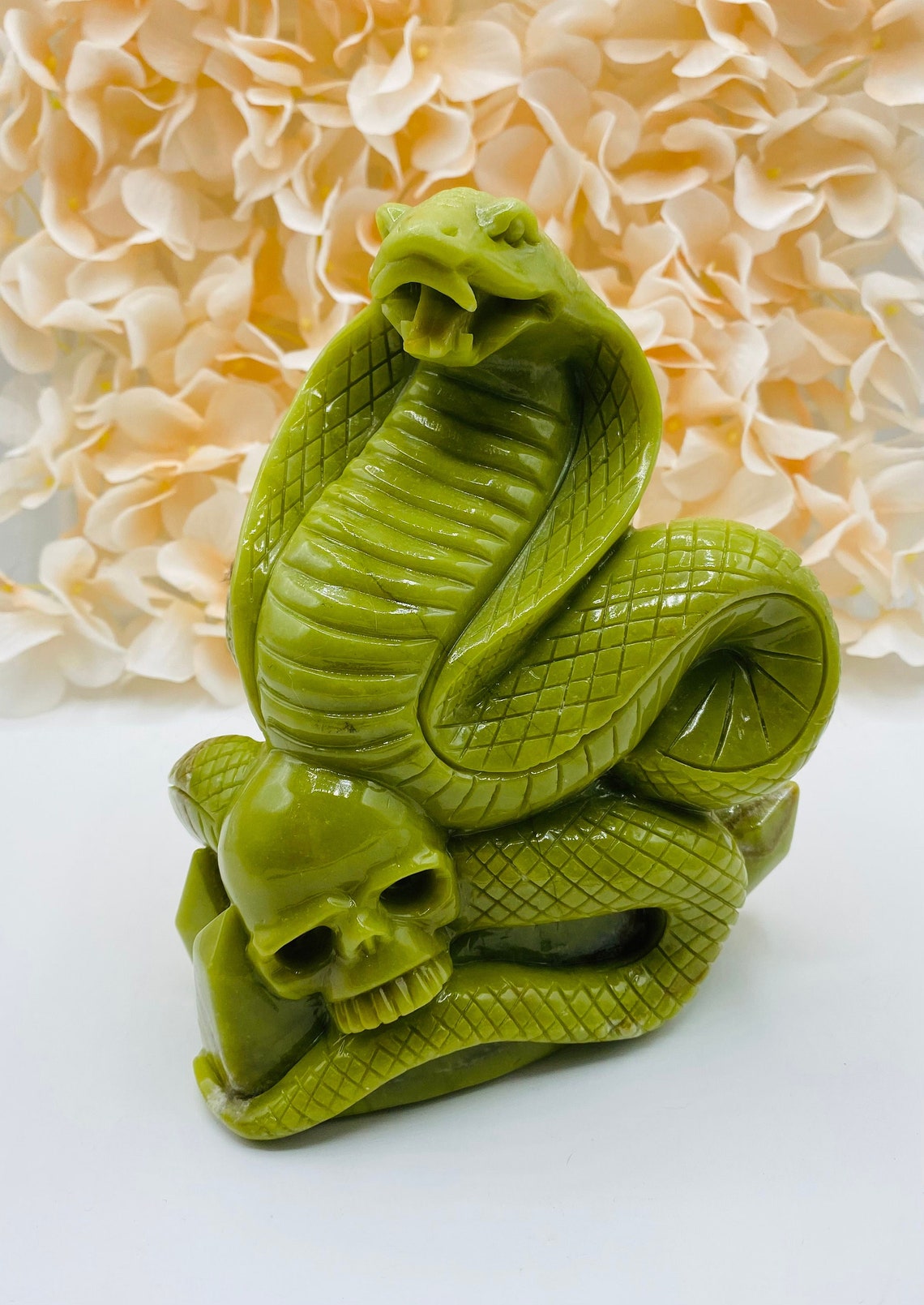 Large Green Jade Cobra Carving Etsy