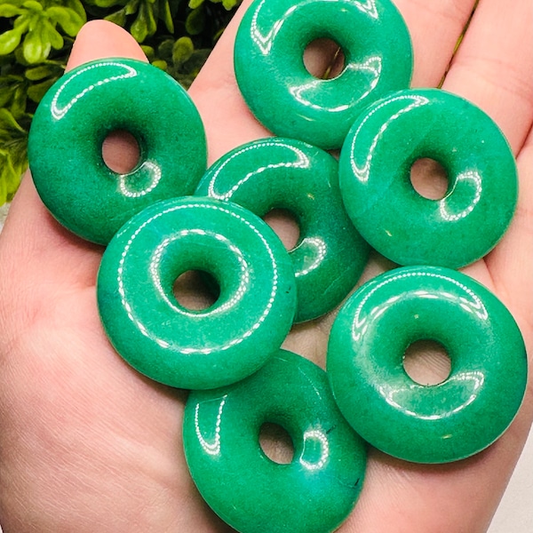 Pendentif Donut en jade vert naturel - Au choix