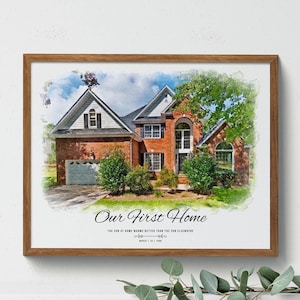 Custom Watercolor House Portrait, Watercolor House Painting, Personalized Housewarming Gift, First Home Portrait Gift, Closing Gift