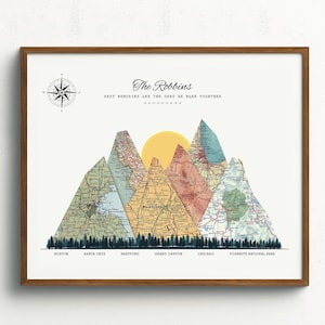 Personalised Adventure Map Wall Art | Perfect Couple Gift | Custom Travel Map with 3-20 Locations | Adventure Travel Wedding Couple Maps