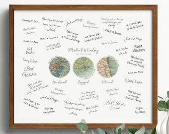 Personalized Map Wedding Guestbook | Custom Love Story Map Guest Book | Our Journey Map Keepsake | Anniversary, Wedding & Engagement Gift