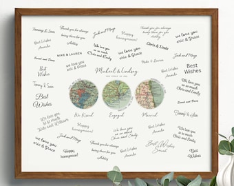 Personalized Wedding Guestbook, Custom Our Story Map Guest Book, Map Print Keepsake, We Met, First Date, Engaged, Anniversary & Wedding Gift