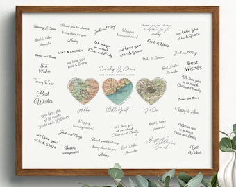 Personalized Wedding Guestbook, Custom Our Story Map Guest Book, We Met, First Date, Engaged, Married, First Home, Anniversary Keepsake Gift