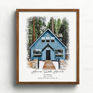 Home portrait, House Painting, Housewarming Gift, Our first home sign, Home sweet home sign, watercolor home, house portrait gift