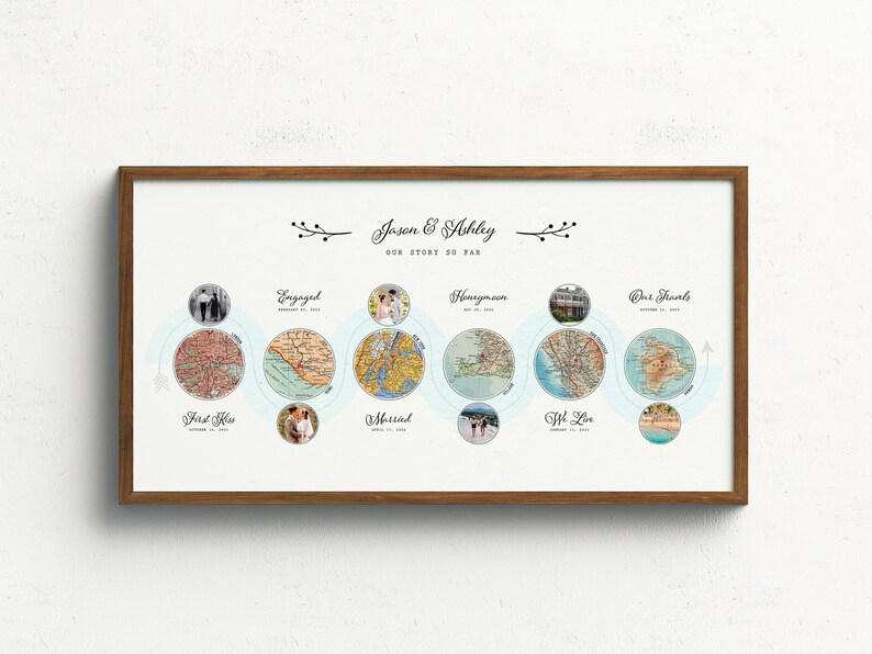 Personalized First Anniversary Map Canvas Print | Custom Family Travel ...