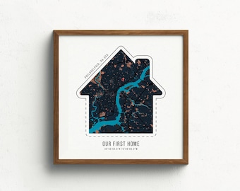 Housewarming Gift, Our First Home Gift for Couple, Our First Home, Our First House Map, Personalized New House Map Art,Home Sweet Home Print