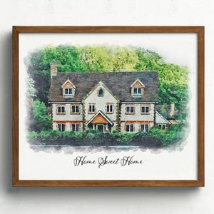 Personalised Watercolour House Portrait, New Home Print Gift, Housewarming Gift, Venue Drawing, Our First Home, House Sketch Gift
