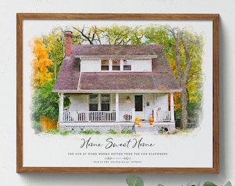 Home portrait, House Painting, Housewarming Gift, Our first home sign, Home sweet home sign, watercolor home, House portrait, Realtor gift